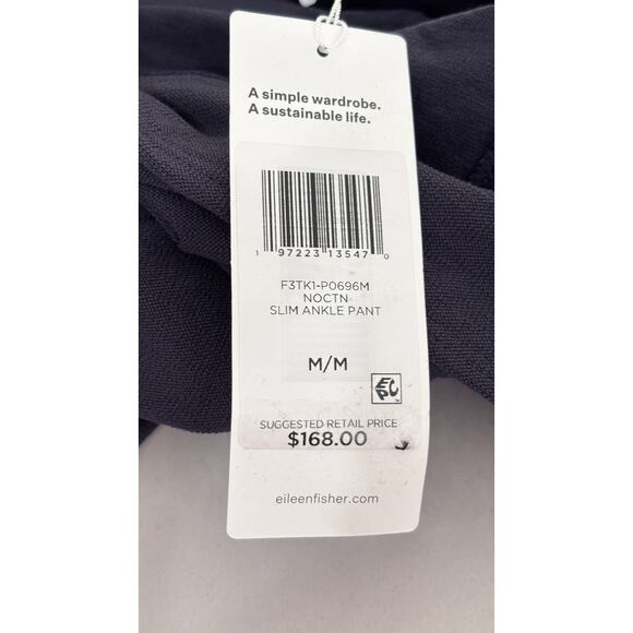 Eileen Fisher Slim Ankle Stretch Crepe Pant Nocturne Blue Womens Size Medium New - Picture 8 of 10